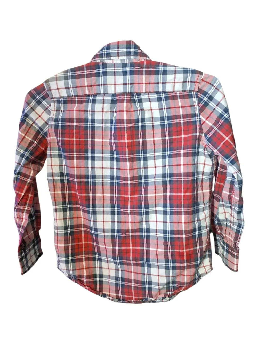 GAP Kids Red Navy & White Plaid Button-Down Shirt